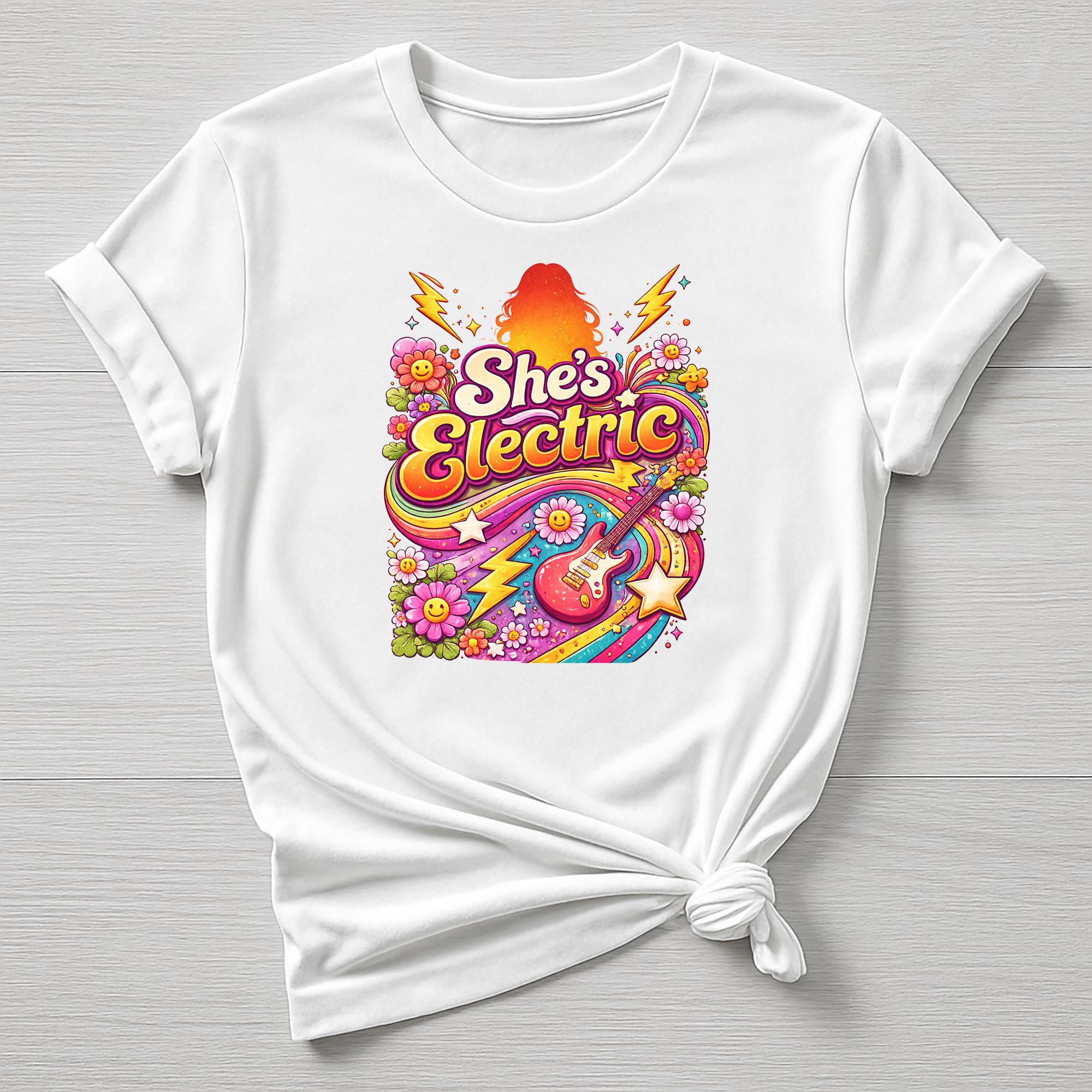 Music T-Shirt : She's Electric 90s Retro Design, Gildan Softstyle