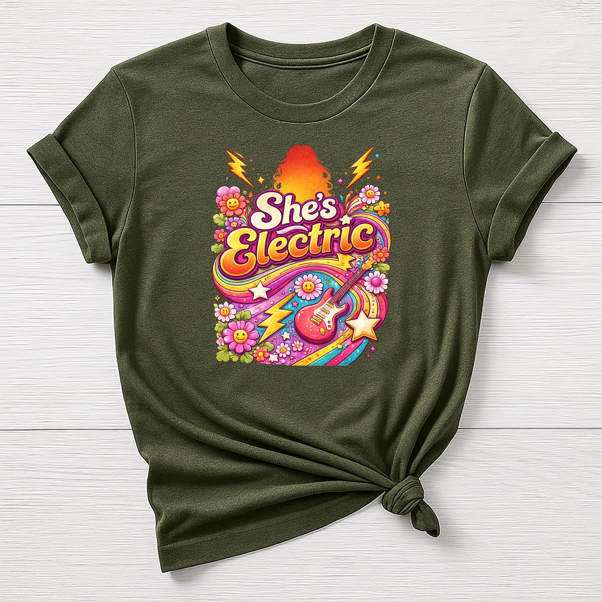 Music T-Shirt : She's Electric 90s Retro Design, Gildan Softstyle