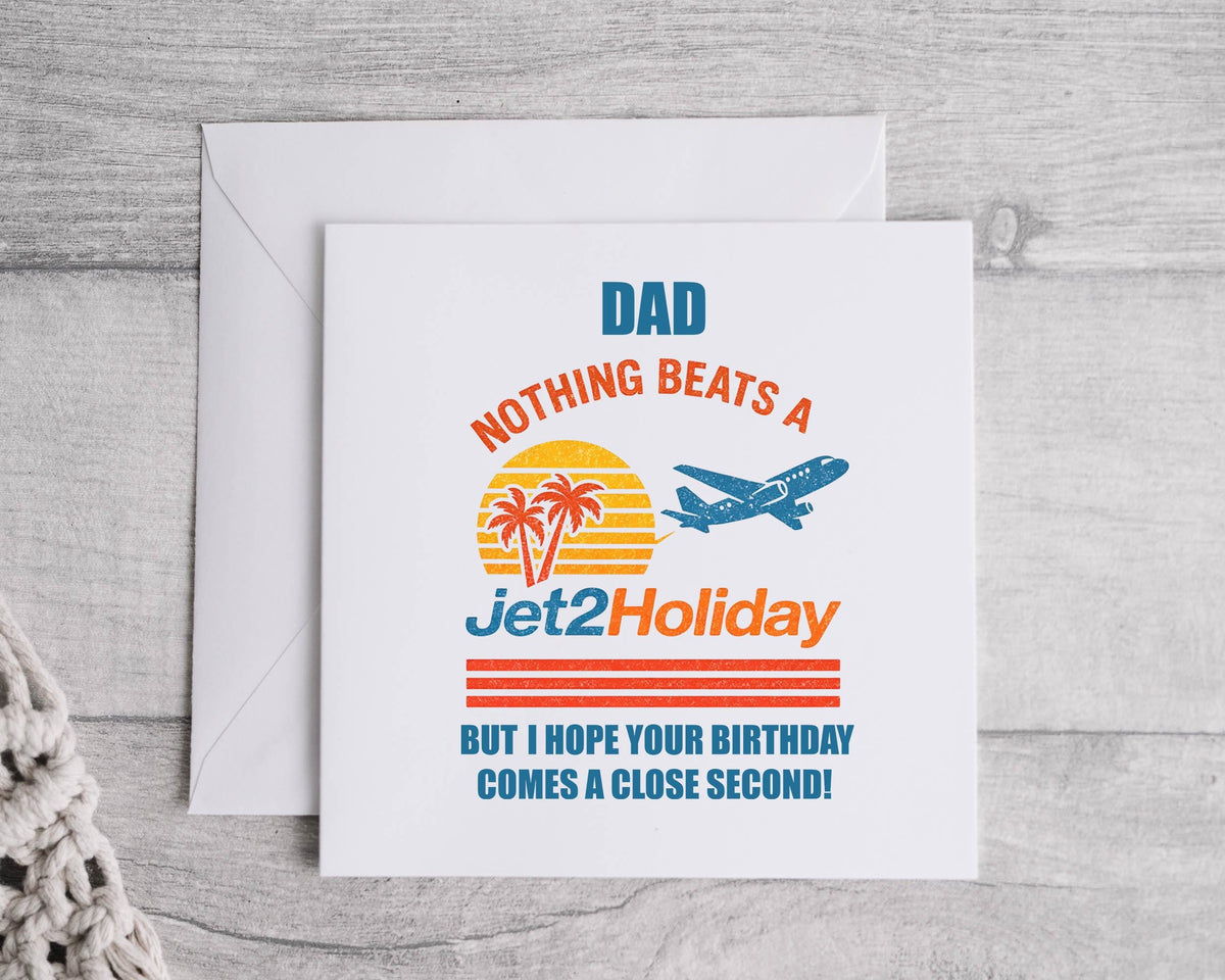 Personalised Dad Birthday Card: Jet Holiday Design - Fast UK Postage