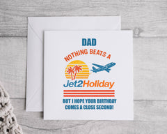 Personalised Dad Birthday Card: Jet Holiday Design - Fast UK Postage