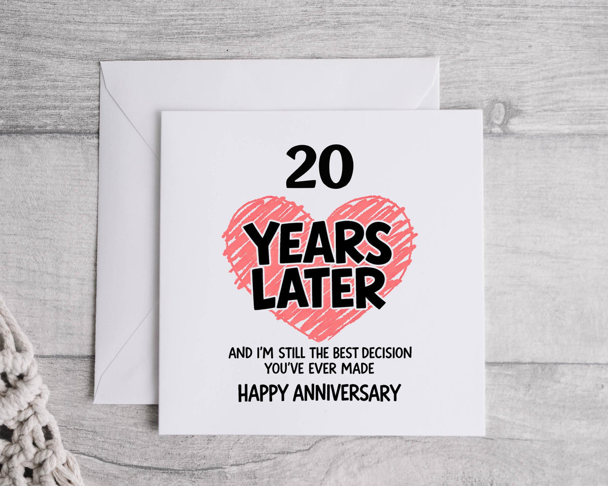 20th Anniversary Card - Twenty Years Later Design for Husband or Wife