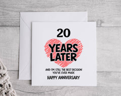 20th Anniversary Card - Twenty Years Later Design for Husband or Wife