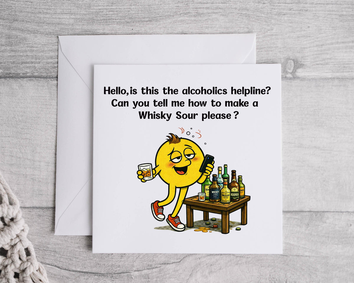 Funny Birthday Card - Whisky Sour Design - Custom print inside