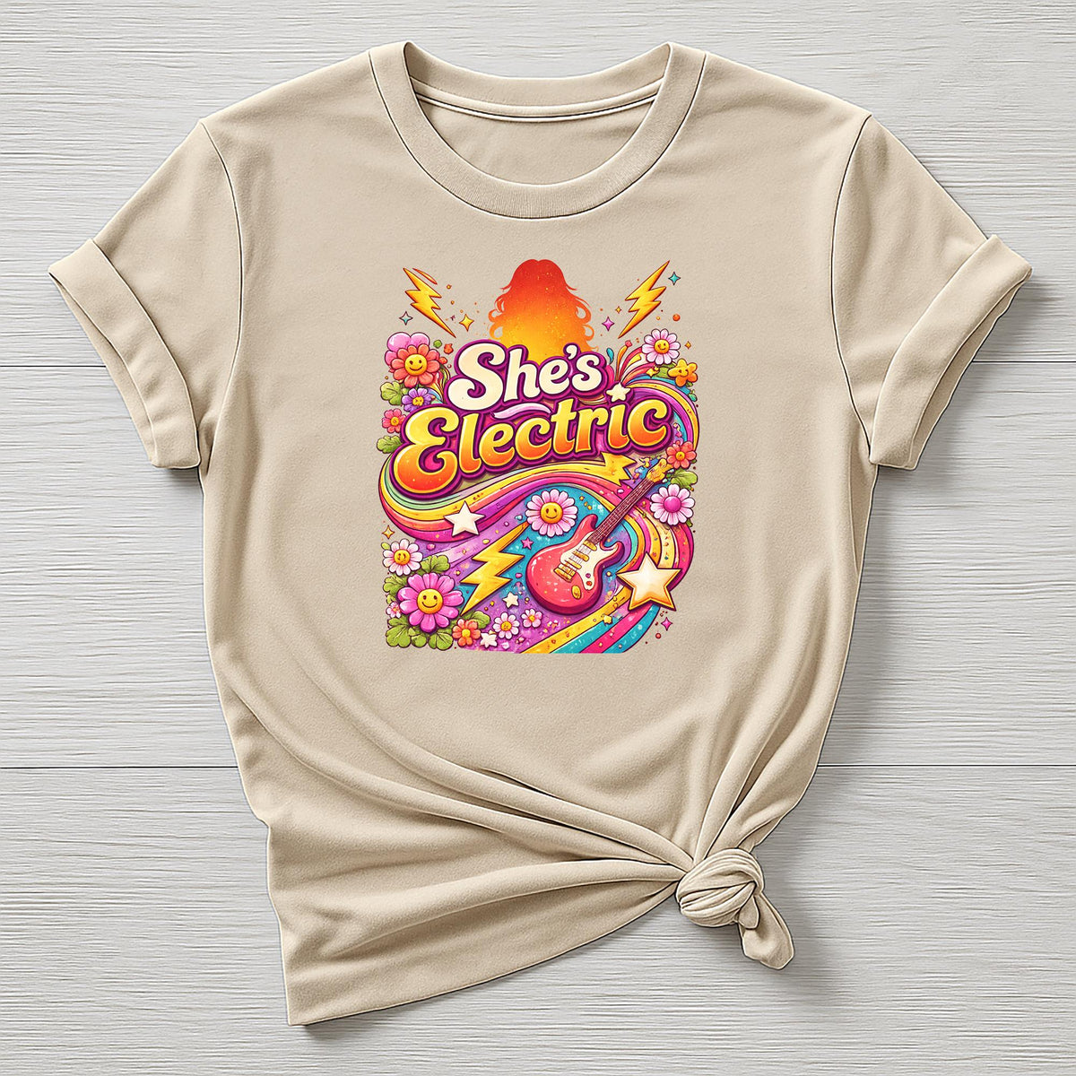 Music T-Shirt : She's Electric 90s Retro Design, Gildan Softstyle