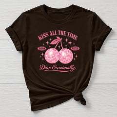 Music T-Shirt : Pink Kiss All The Time Disco Occasionally Design, Gildan Softstyle