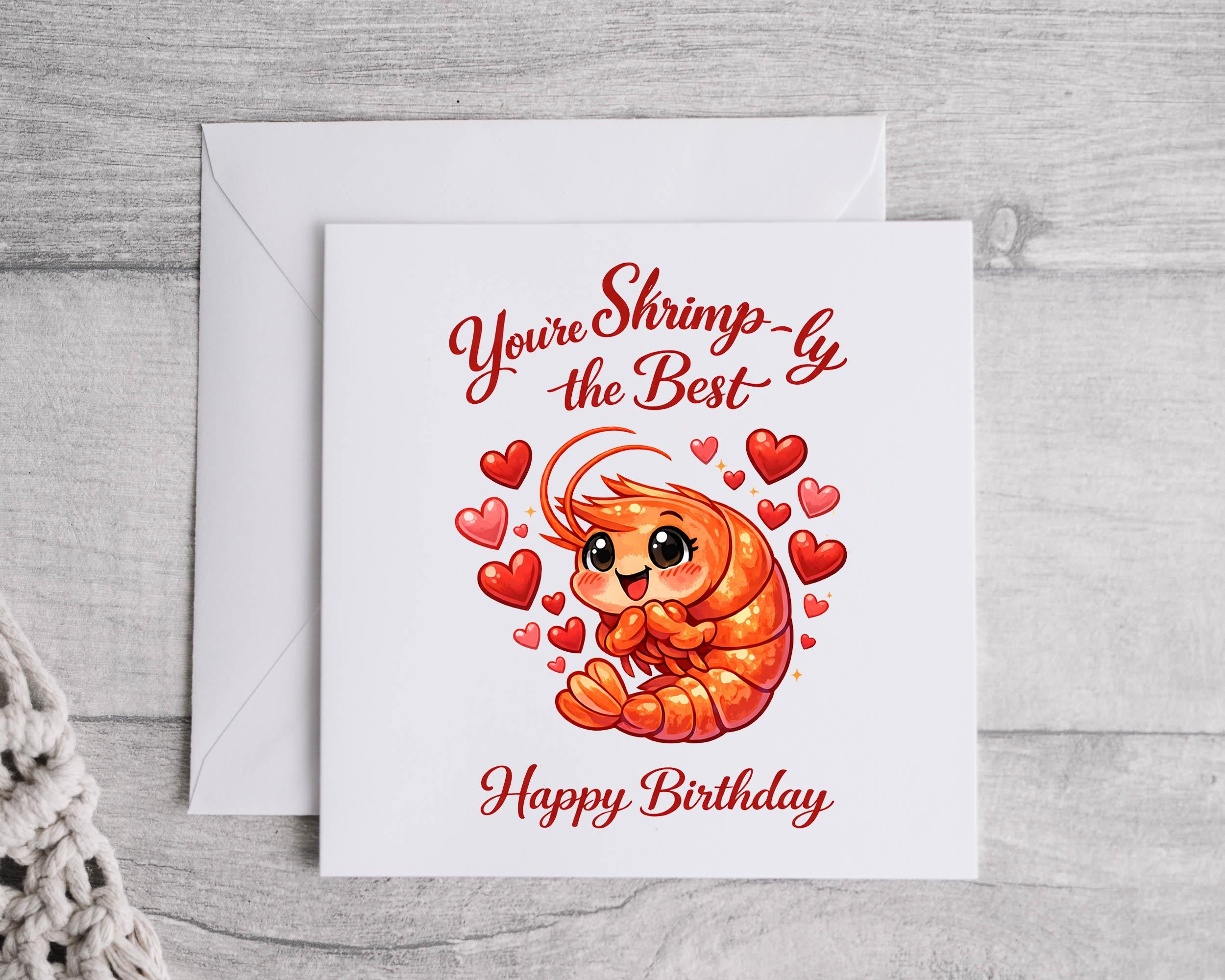 Funny Birthday Card - Funny Shrimply Design - Add any name! Fast Free Postage