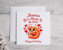 Funny Birthday Card - Funny Shrimply Design - Add any name! Fast Free Postage