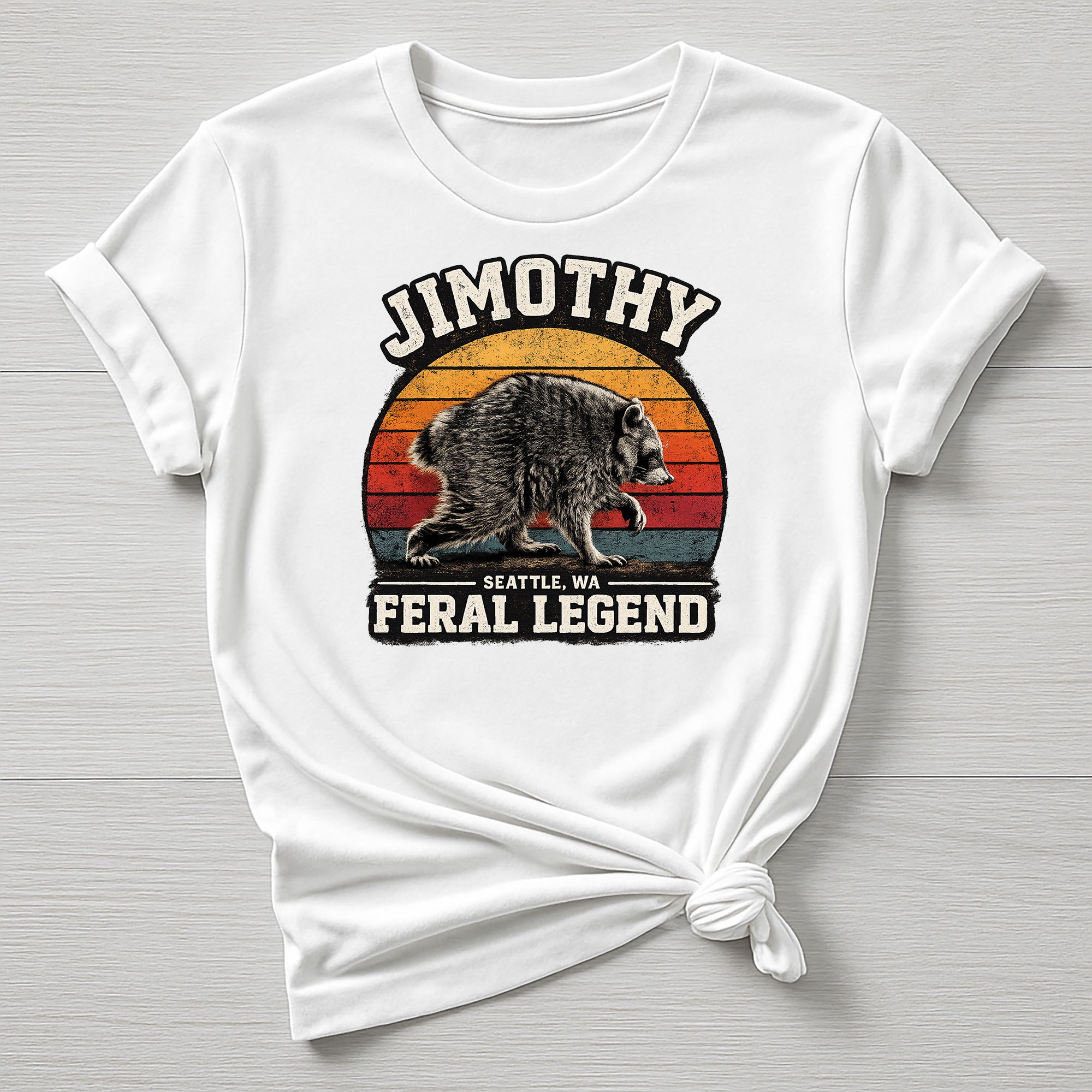 Jimothy T-Shirt : Feral Legend Raccoon Design, Gildan Softstyle