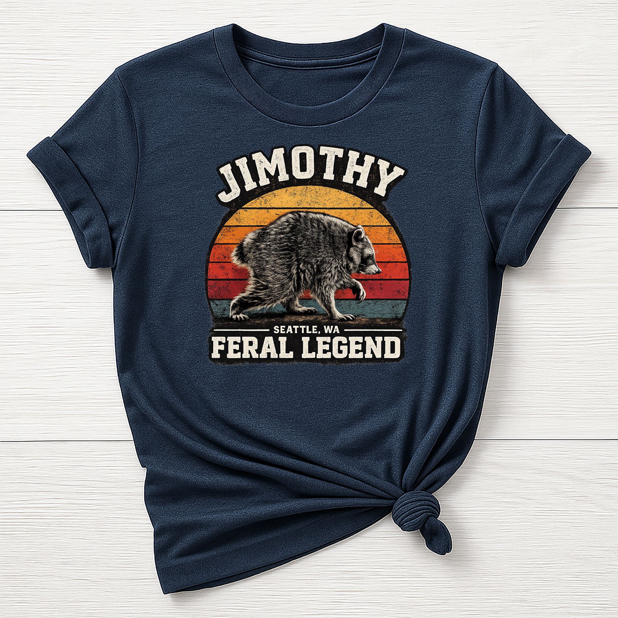 Jimothy T-Shirt : Feral Legend Raccoon Design, Gildan Softstyle