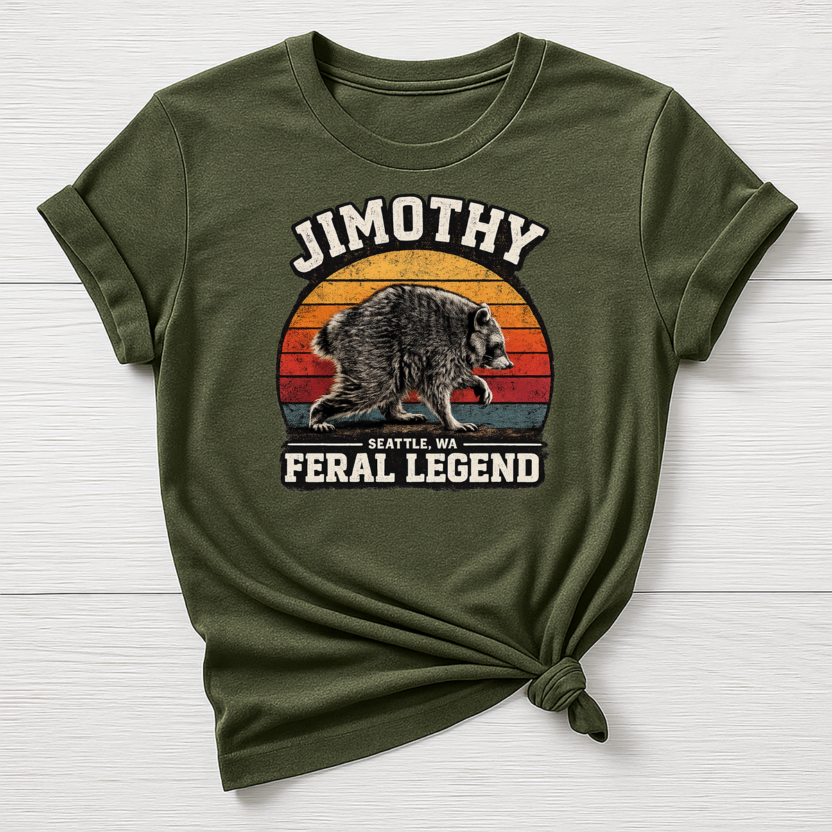 Jimothy T-Shirt : Feral Legend Raccoon Design, Gildan Softstyle