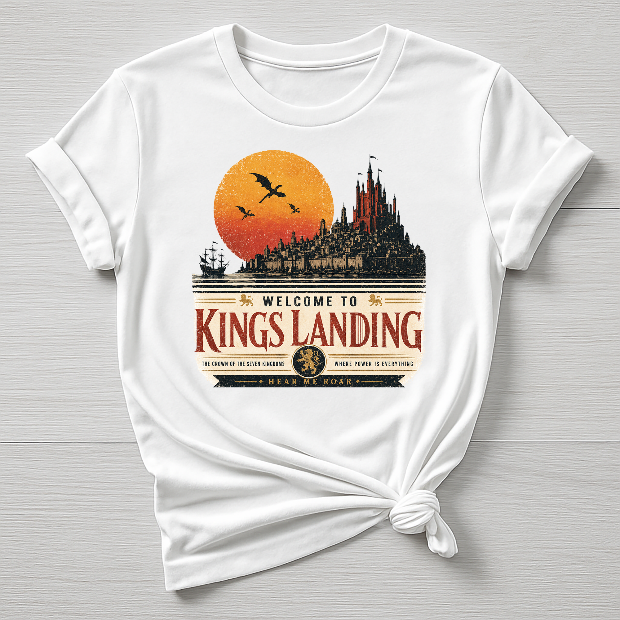 Welcome to Kings Landing T-Shirt - Sunset Design - Gildan Softstyle
