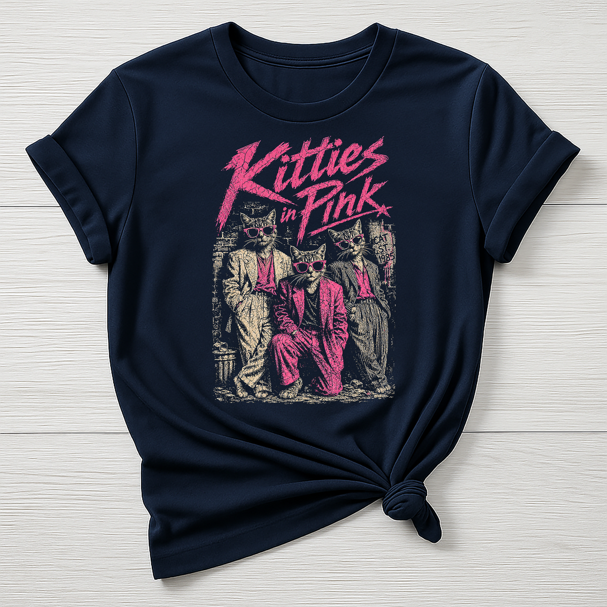 Animal Movie T-Shirt - Kitties in Pink Design , Gildan Softstyle