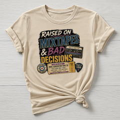 Music T-Shirt : Rock Mix Tapes & Bad Decisions Design, Gildan Softstyle