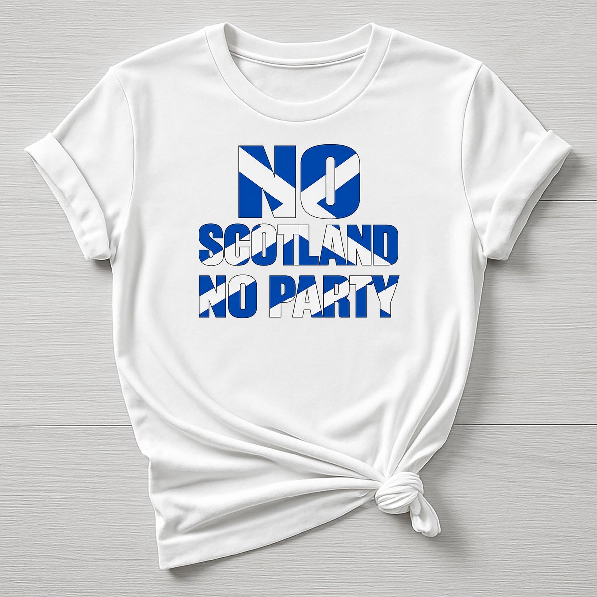 No Scotland No Party  Football T-Shirt : World Cup Design, White Gildan Softstyle