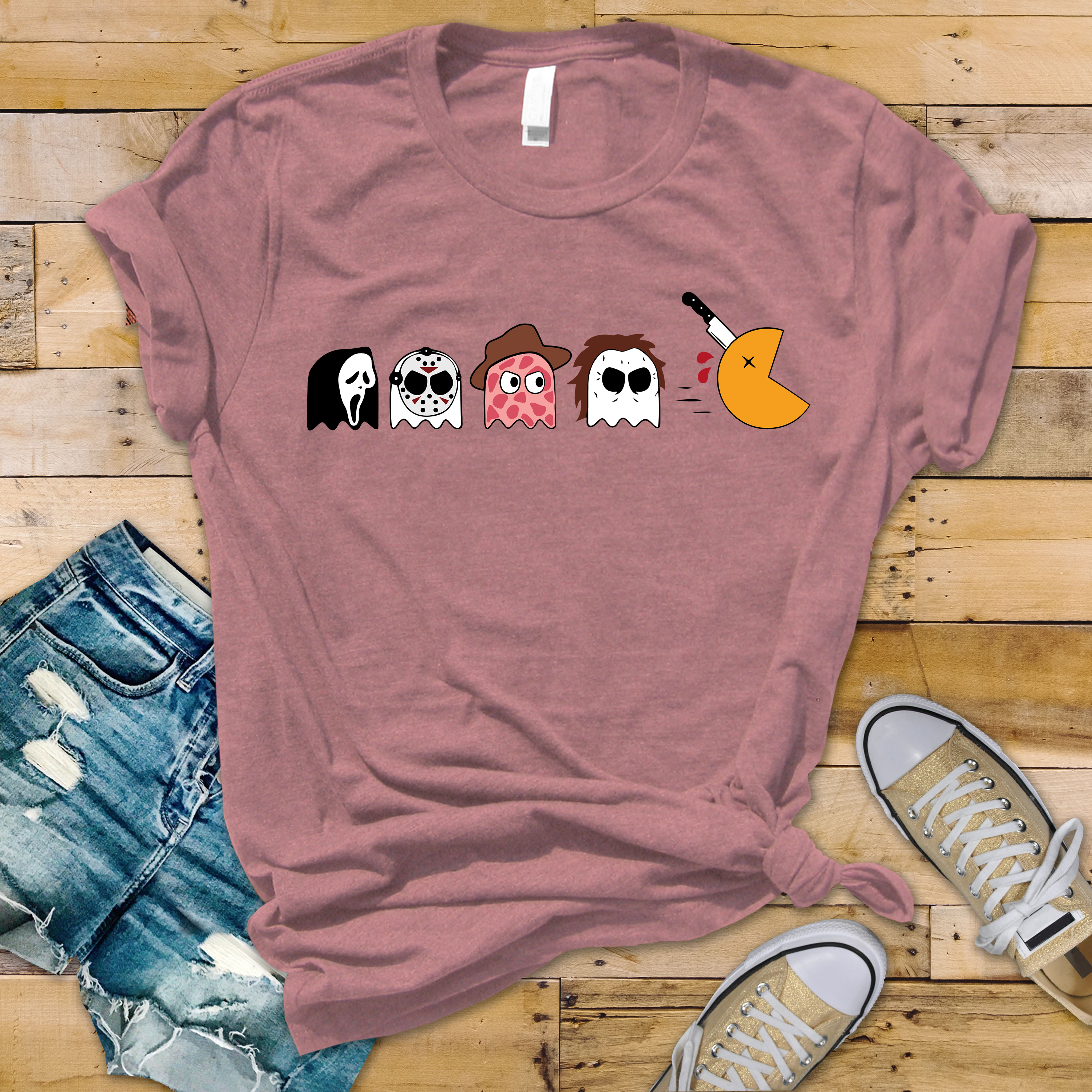 Arcade Ghosts T-Shirt - Horror Parody Design - Fast Tracked UK Shipping