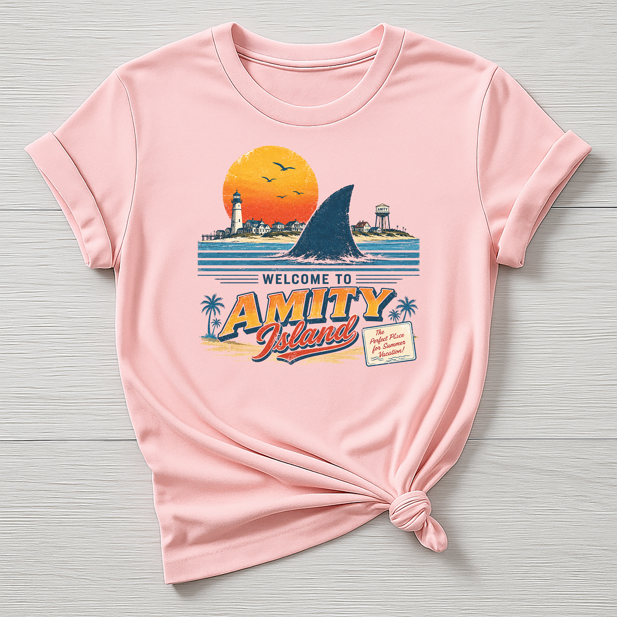 Welcome to Amity Island T-Shirt : Post card Design, Gildan Softstyle