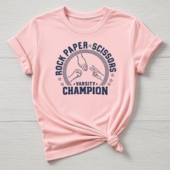Rock Paper Scissors Champion T-Shirt - Unisex - Fast Tracked Post - Gildan Softstyle