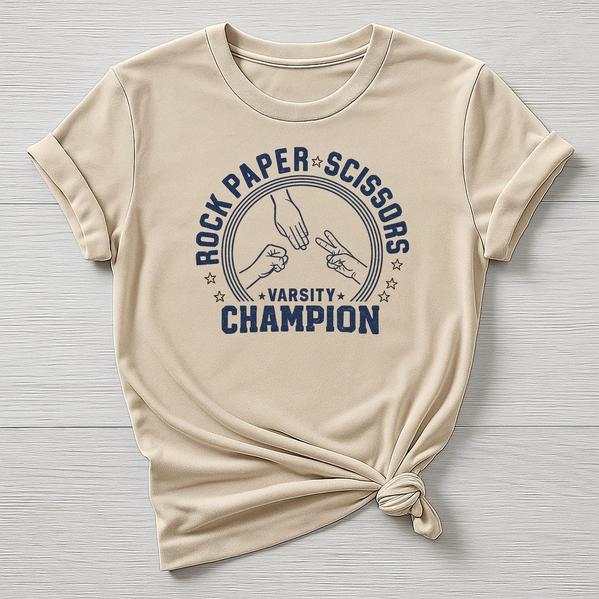 Rock Paper Scissors Champion T-Shirt - Unisex - Fast Tracked Post - Gildan Softstyle