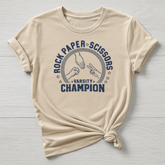 Rock Paper Scissors Champion T-Shirt - Unisex - Fast Tracked Post - Gildan Softstyle
