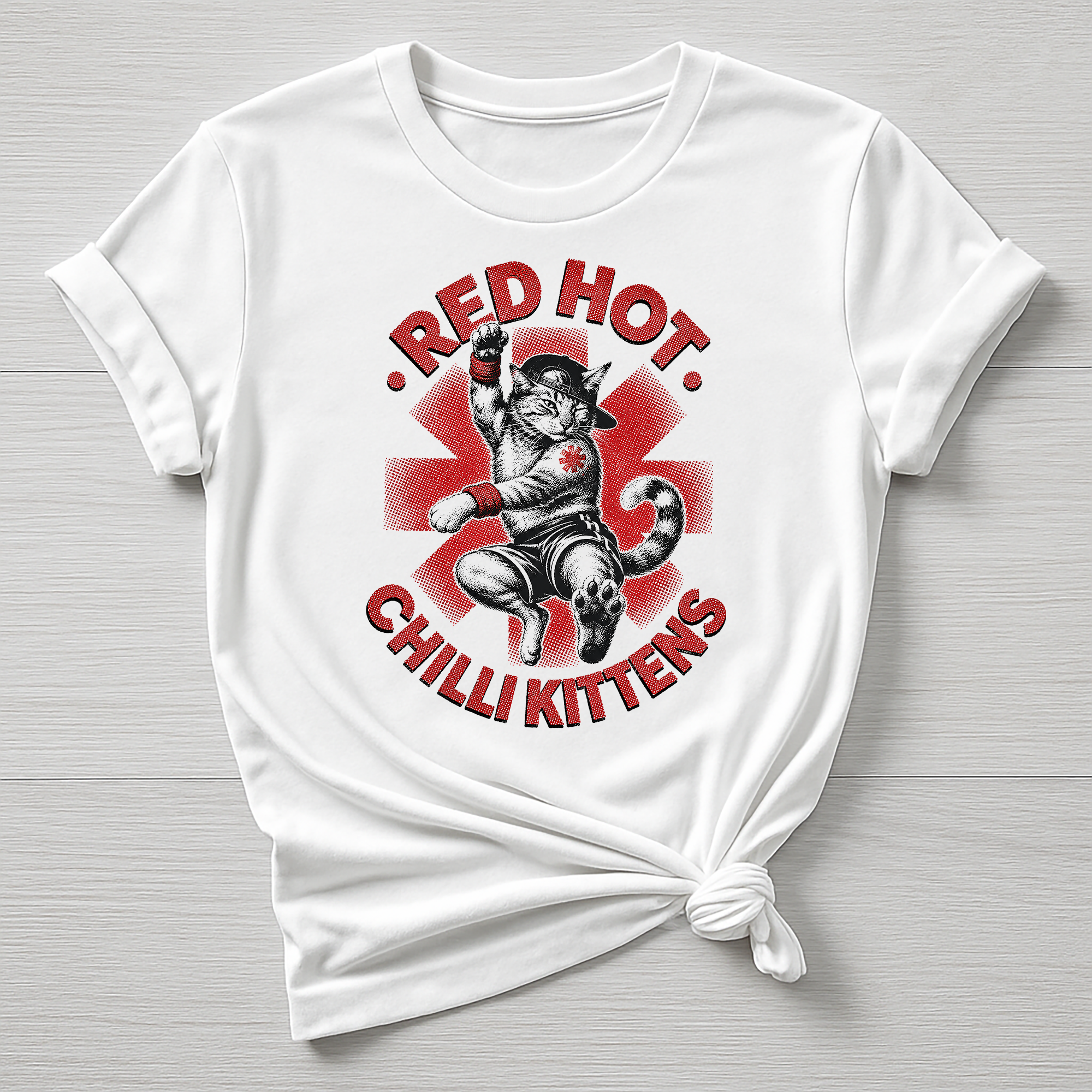 Animal Rock T-Shirt - Red Hot Chill Kittens Design - Gildan Softstyle