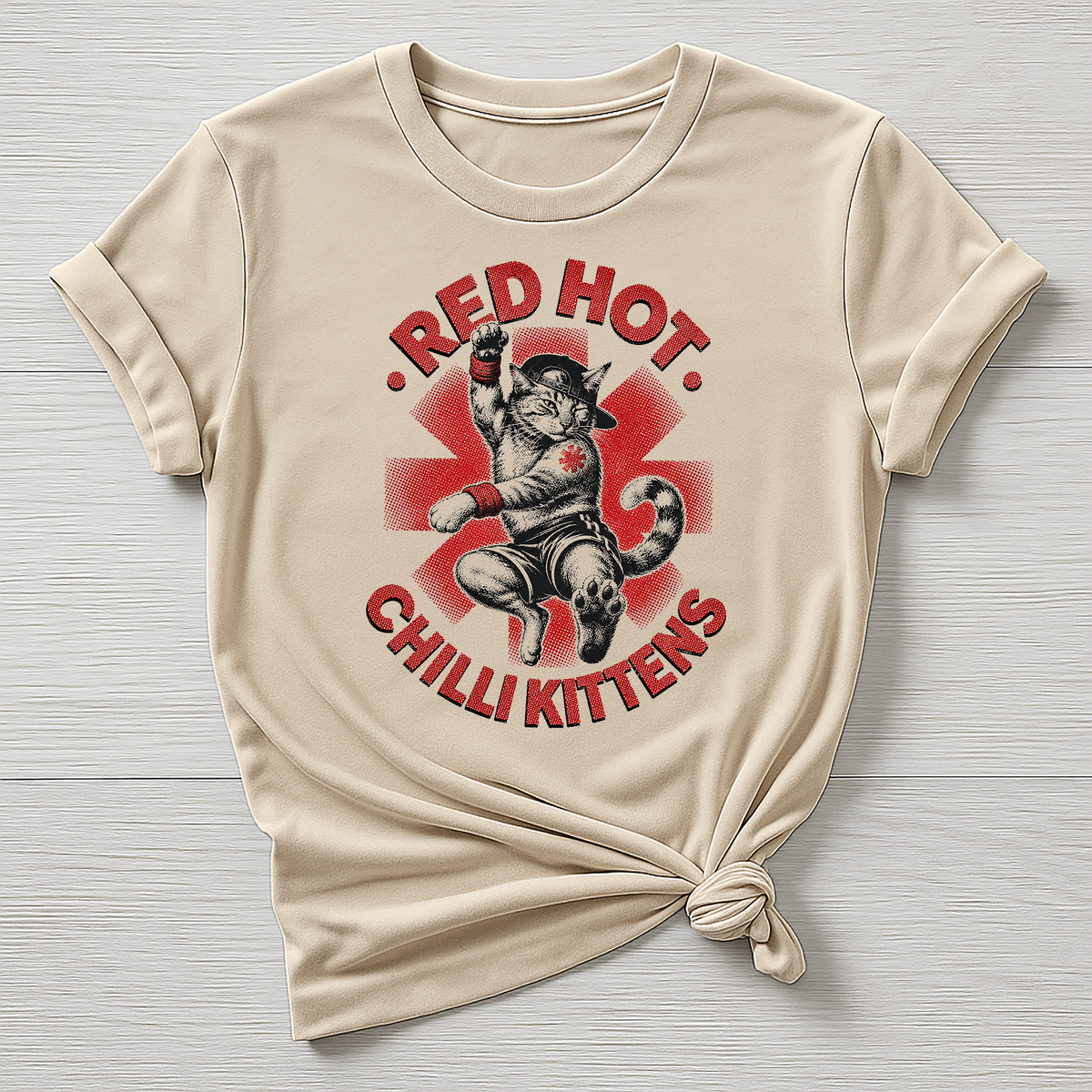 Animal Rock T-Shirt - Red Hot Chill Kittens Design - Gildan Softstyle