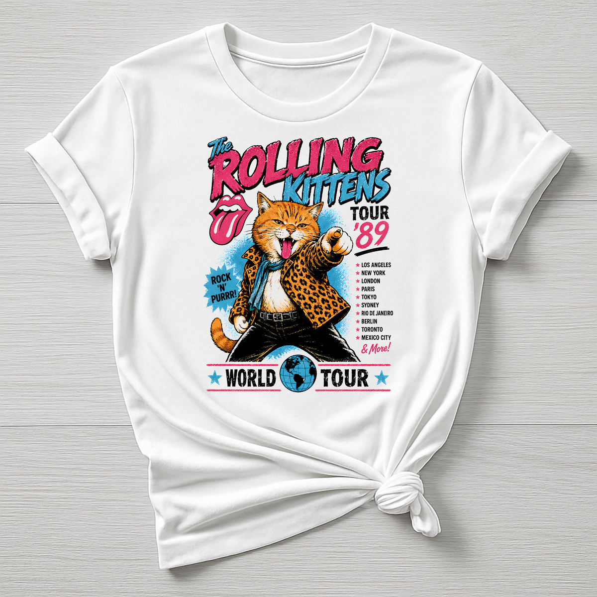 Animal Rock T-Shirt - The Rolling Kittens Concert Poster Design - Gildan Softstyle