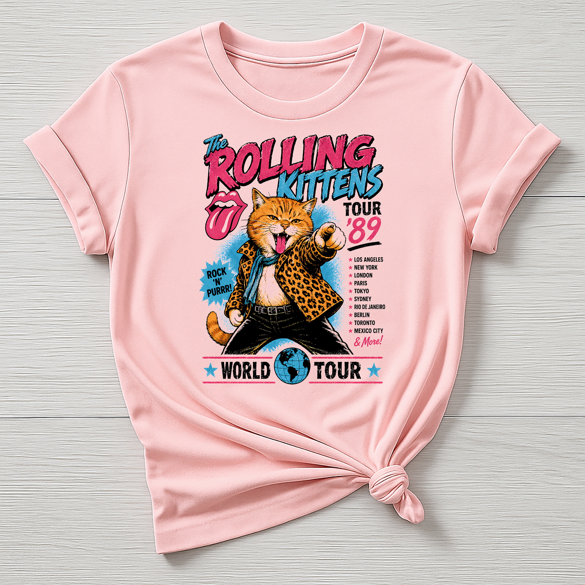 Animal Rock T-Shirt - The Rolling Kittens Concert Poster Design - Gildan Softstyle