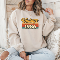 40th Birthday Sweatshirt: Vintage 1986 Design Gildan Unisex Top - Fast Tracked UK Shipping
