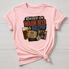 Music T-Shirt : Raised on Warm Beer & Britpop Design, Gildan Softstyle