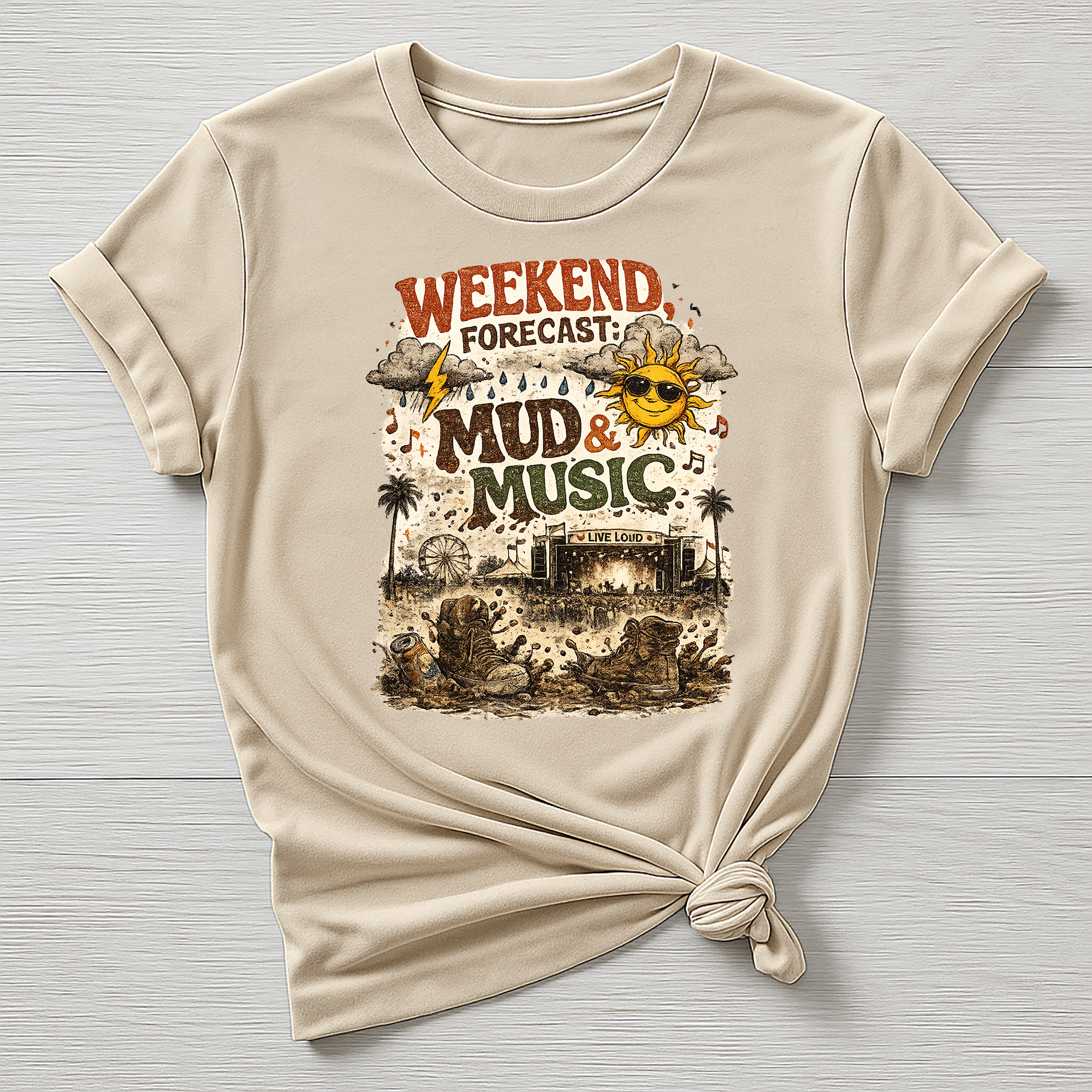 Music T-Shirt : Weekend Forecast : Mud & Music Design, Gildan Softstyle
