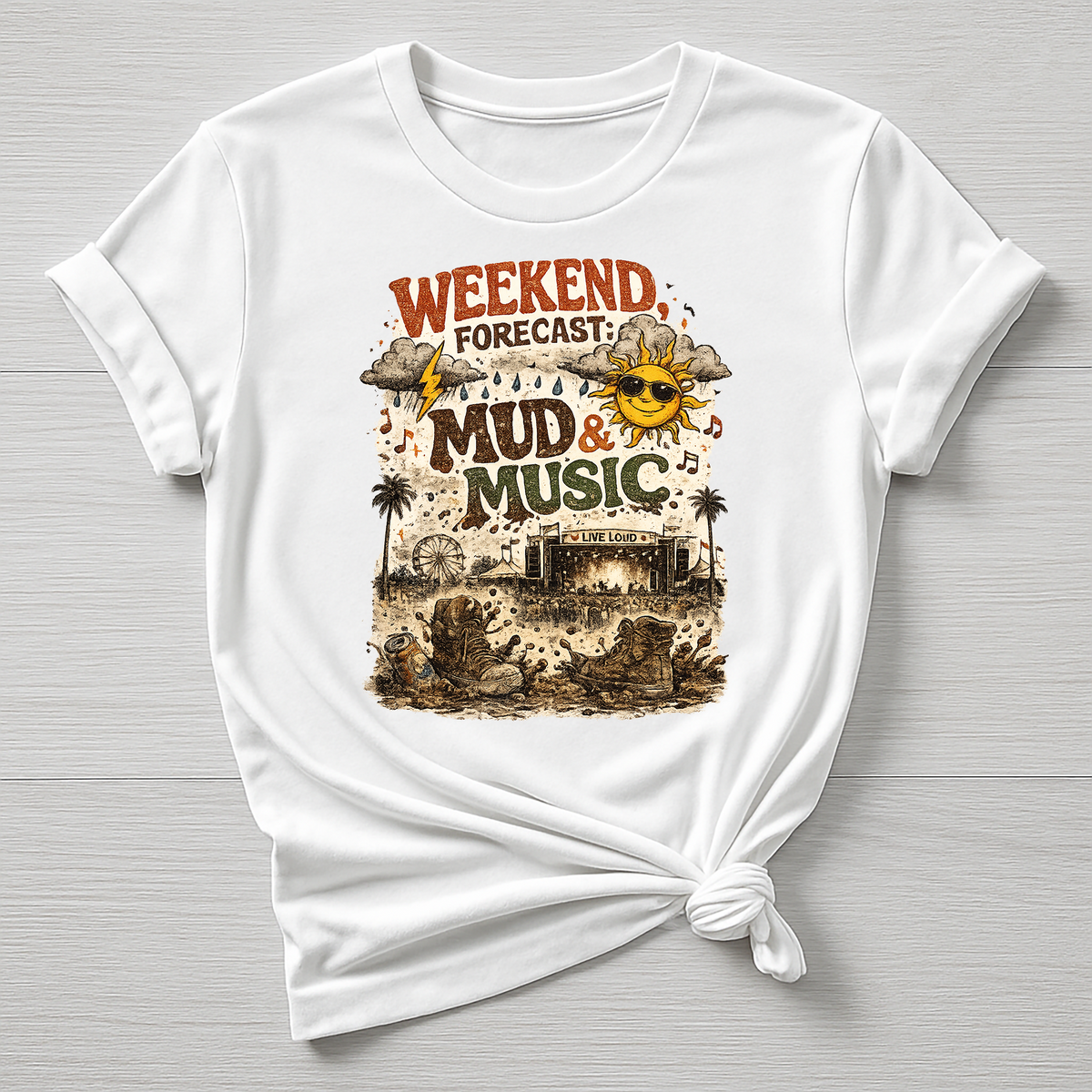Music T-Shirt : Weekend Forecast : Mud & Music Design, Gildan Softstyle