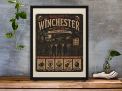 Welcome to The Winchester Pub Framed Print Wall Art: Movie Parody Design - 2 Sizes A4 or A4