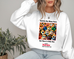 Music Sweatshirt: Anxiety Has Many Faces Xanax Design Gildan Heavyweight